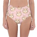 Cat Pattern Pink Cartoon Reversible High-Waist Bikini Bottoms View3