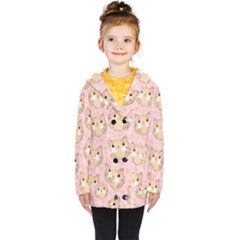 Cat Pattern Pink Cartoon Kids  Double Breasted Button Coat by Pakjumat