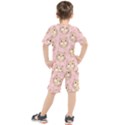 Cat Pattern Pink Cartoon Kids  T-Shirt and Shorts Set View2