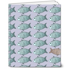 Fishes Pattern Background Theme 8  X 10  Hardcover Notebook by Pakjumat