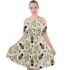 Bee Honeycomb Honeybee Insect Cut Out Shoulders Chiffon Dress by Pakjumat