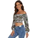 Climbing Plant At Outdoor Wall Long Sleeve Crinkled Weave Crop Top View2