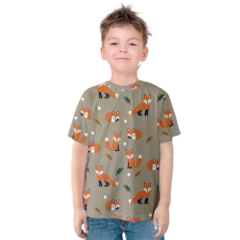 Fox Pattern Texture Kids  Cotton T-shirt by Pakjumat