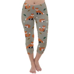 Fox Pattern Texture Capri Winter Leggings  by Pakjumat