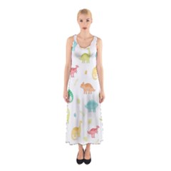 Animals Dinosaurs T-rex Pattern Sleeveless Maxi Dress by Pakjumat