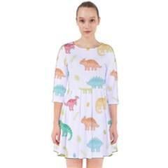 Animals Dinosaurs T-rex Pattern Smock Dress by Pakjumat