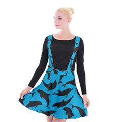 Dolphin Silhouette Pattern Suspender Skater Skirt by Pakjumat