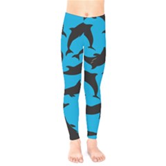 Dolphin Silhouette Pattern Kids  Classic Winter Leggings by Pakjumat