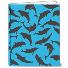 Dolphin Silhouette Pattern 8  X 10  Softcover Notebook by Pakjumat