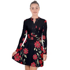 Pattern Flowers Design Nature Long Sleeve Panel Dress by Pakjumat