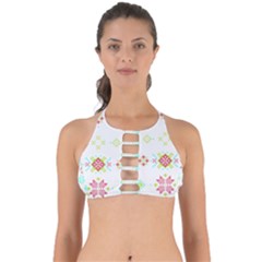 Christmas Cross Stitch Pattern Effect Holidays Symmetry Perfectly Cut Out Bikini Top by Sarkoni