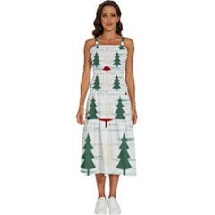 Christmas Tree Snowflake Pattern Sleeveless Shoulder Straps Boho Dress by Sarkoni