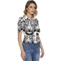 White And Black Tiger Puffed Short Sleeve Button Up Jacket View3