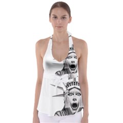 Funny Statue Of Liberty Parody Tie Back Tankini Top by Sarkoni