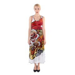 Funny Santa Claus Christmas Sleeveless Maxi Dress by Sarkoni