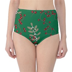 Christmas December Background Classic High-waist Bikini Bottoms by uniart180623