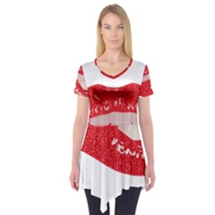 Lips -25 Short Sleeve Tunic  by SychEva