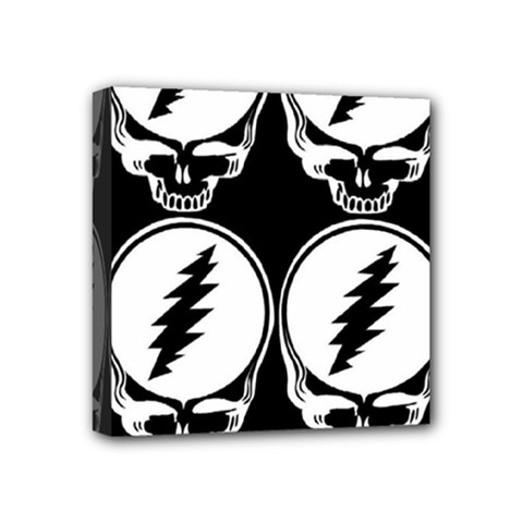 Black And White Deadhead Grateful Dead Steal Your Face Pattern Mini Canvas 4  X 4  (stretched) by Sarkoni