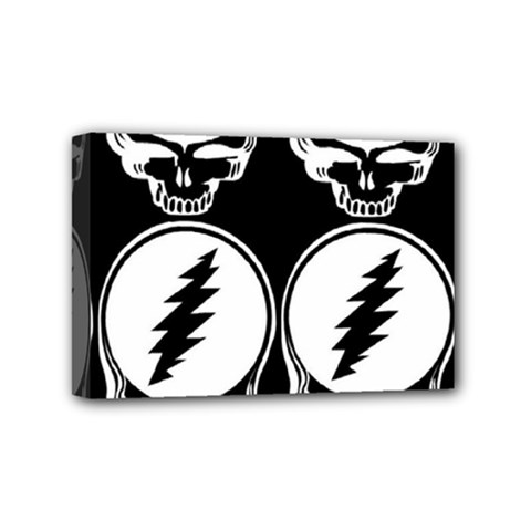 Black And White Deadhead Grateful Dead Steal Your Face Pattern Mini Canvas 6  X 4  (stretched) by Sarkoni