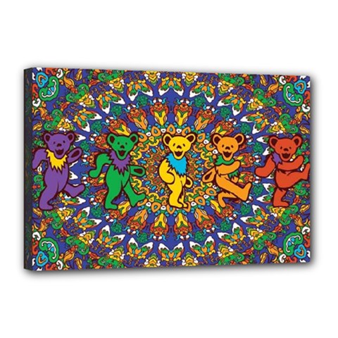 Grateful Dead Pattern Canvas 18  X 12  (stretched) by Sarkoni