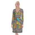 Grateful Dead Pattern Long Sleeve Velvet Front Wrap Dress View1