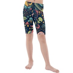 Alien Rocket Space Aesthetic Kids  Mid Length Swim Shorts by Sarkoni