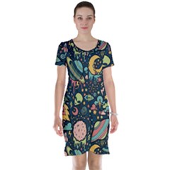 Alien Rocket Space Aesthetic Short Sleeve Nightdress by Sarkoni