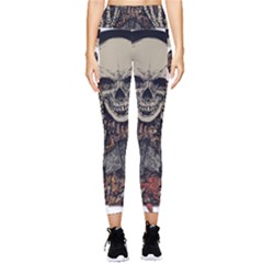 Gray And Multicolored Skeleton Illustration Pocket Leggings  by uniart180623