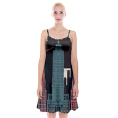 New York City Nyc Skyline Cityscape Spaghetti Strap Velvet Dress by uniart180623