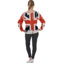 Union Jack England Uk United Kingdom London Off Shoulder Long Sleeve Velour Top View2