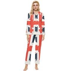 Union Jack England Uk United Kingdom London Womens  Long Sleeve Velvet Pocket Pajamas Set by uniart180623