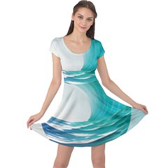 Tsunami Tidal Wave Wave Minimalist Ocean Sea Cap Sleeve Dress by uniart180623