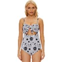 Skull-pattern- Knot Front One-Piece Swimsuit View1