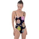 Cute Owls Pattern Tie Strap One Piece Swimsuit View1