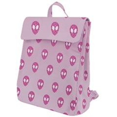 Alien Pattern Pink Flap Top Backpack by Ket1n9