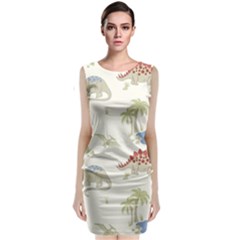 Dinosaur Art Pattern Sleeveless Velvet Midi Dress by Ket1n9