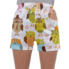 Cute Owls Pattern Sleepwear Shorts by Ket1n9