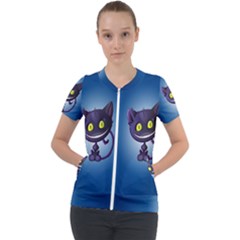 Cats Funny Short Sleeve Zip Up Jacket by Ket1n9