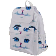 Cute White Cat Blue Eyes Face Top Flap Backpack by Ket1n9