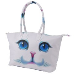 Cute White Cat Blue Eyes Face Canvas Shoulder Bag by Ket1n9