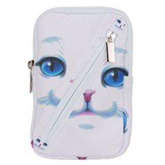 Cute White Cat Blue Eyes Face Belt Pouch Bag (small) by Ket1n9