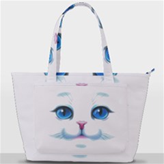 Cute White Cat Blue Eyes Face Back Pocket Shoulder Bag  by Ket1n9