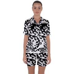 Ying Yang Tattoo Satin Short Sleeve Pajamas Set by Ket1n9