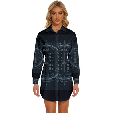 Minimalistic Knowledge Mathematics Trigonometry Womens Long Sleeve Shirt Dress by Ket1n9
