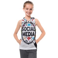 Social Media Computer Internet Typography Text Poster Kids  Sleeveless Hoodie by Ket1n9