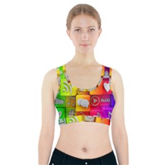 Colorful 3d Social Media Sports Bra With Pocket by Ket1n9