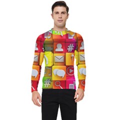 Colorful 3d Social Media Men s Long Sleeve Rash Guard by Ket1n9