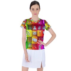 Colorful 3d Social Media Women s Sports Top by Ket1n9