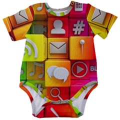 Colorful 3d Social Media Baby Short Sleeve Bodysuit by Ket1n9