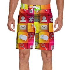 Colorful 3d Social Media Men s Beach Shorts by Ket1n9